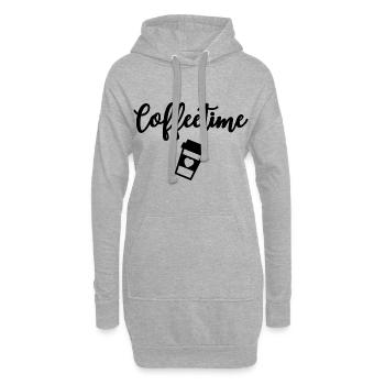 Coffeetime Kaffeetrinker - Hoodie-Kleid - Grau meliert - Vorne