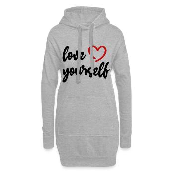 love yourself Herz Motivation Liebe - Hoodie-Kleid - Grau meliert - Vorne