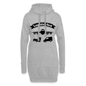 Le monde des logisticiens - Sweat-shirt à capuche long Femme - gris chiné - Devant