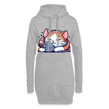 Câlin Chat Et Souris Amoureux - Sweat-shirt à capuche long Femme - gris chiné - Devant