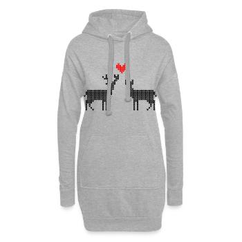 Hirsch und Reh verliebt Trachten Partner Shirt - Hoodie-Kleid - Grau meliert - Vorne