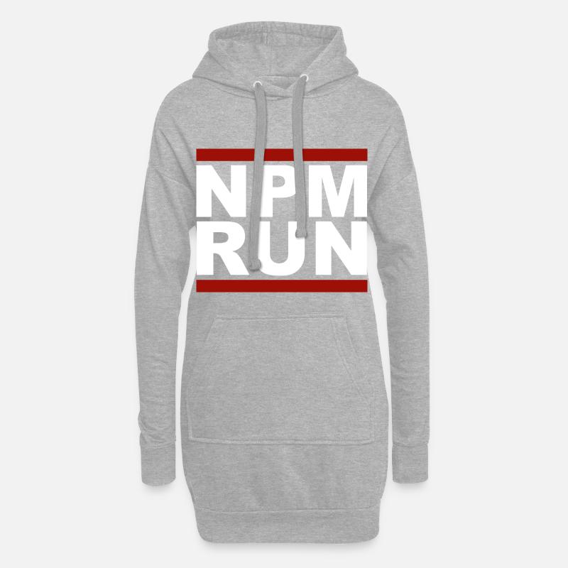 javascript, javascript, npm run - Hoodie Dress - heather grey