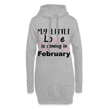 La naissance est une grossesse en février - Sweat-shirt à capuche long Femme - gris chiné - Devant