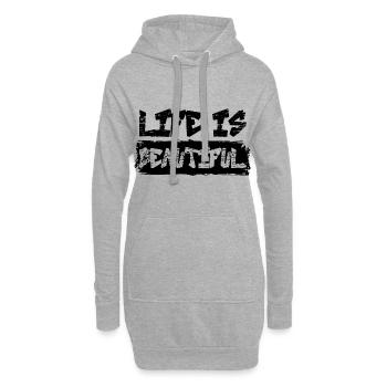 LIFE IS BEAUTIFUL Banksy Quote Street Art - Hoodie-Kleid - Grau meliert - Vorne