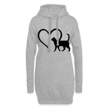 Katzen Herz Katzenliebhaber - Hoodie-Kleid - Grau meliert - Vorne
