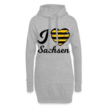 Ich liebe Sachsen - Hoodie-Kleid - Grau meliert - Vorne