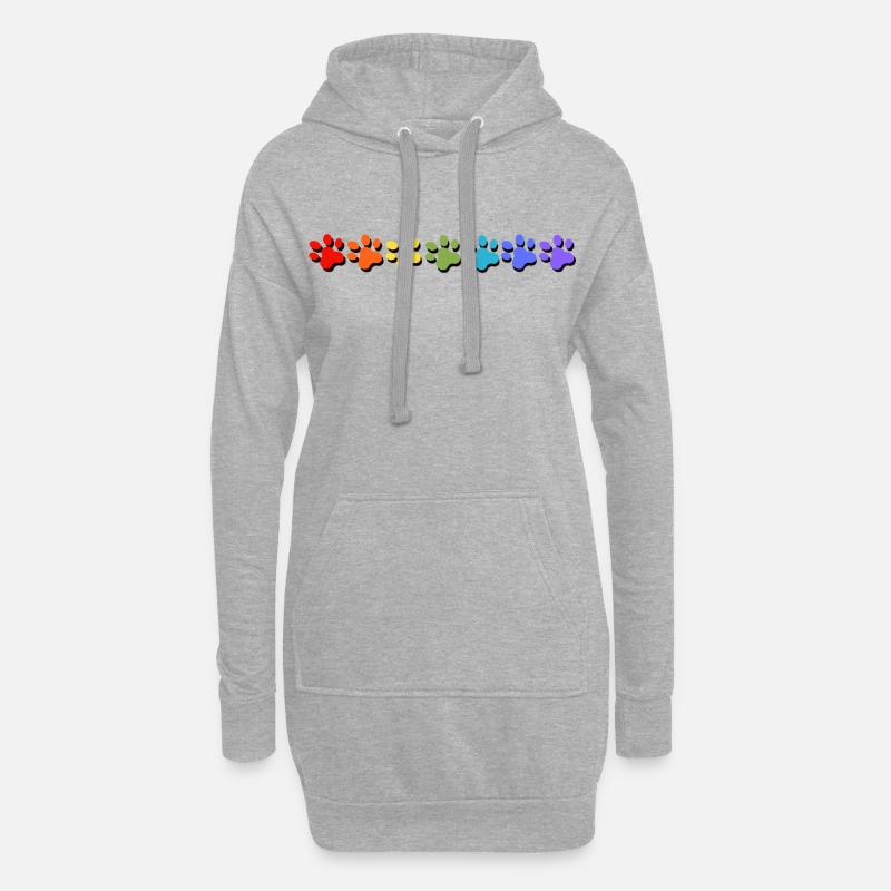 Pfoten Farbexplosion in Regenbogen Stile - Hoodie-Kleid - Grau meliert