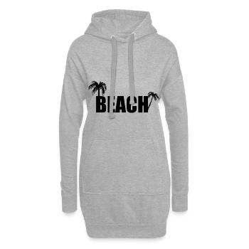 Plage - Palmiers - Plage - Vacances - Sweat-shirt à capuche long Femme - gris chiné - Devant