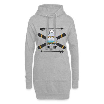 Ski Trip Zell - Vacances au ski - Piste de ski - Sweat-shirt à capuche long Femme - gris chiné - Devant