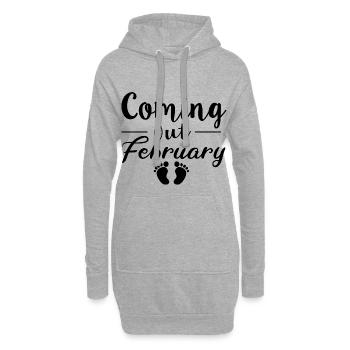 Geburt ist im Februar - Hoodie-Kleid - Grau meliert - Vorne