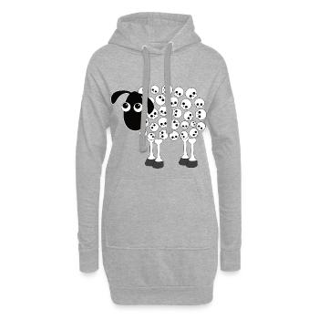 tête de mort mouton crâne os têtes de mort gothique rock - Sweat-shirt à capuche long Femme - gris chiné - Devant
