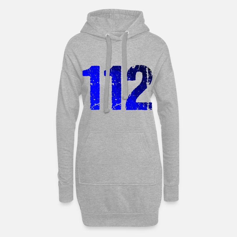 112 Blaulicht Notfall Rettung - Hoodie-Kleid - Grau meliert
