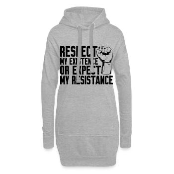 Respect My Existence Or Expect My Resistance 9 - Hoodie-Kleid - Grau meliert - Vorne