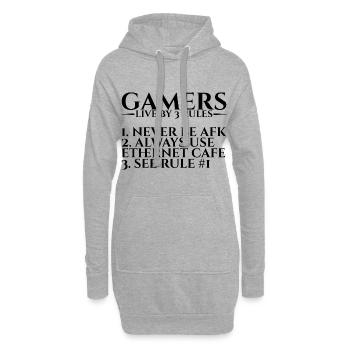 Les joueurs vivent selon 3 règles, ne soyez jamais afk,... 4 - Sweat-shirt à capuche long Femme - gris chiné - Devant