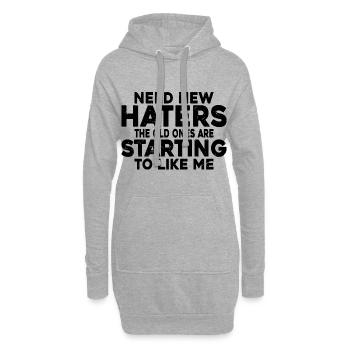 Besoin de nouveaux haineux, les anciens ont commencé à m’aimer 3 - Sweat-shirt à capuche long Femme - gris chiné - Devant
