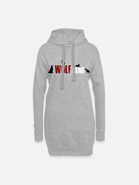Wolfgang- Wolf Gang 4 Name oder Tiergruppe? - Hoodie-Kleid - Grau meliert