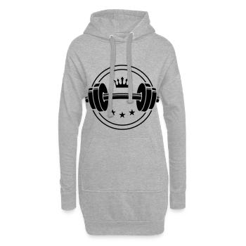 haltère icon poids symbole couronne - Sweat-shirt à capuche long Femme - gris chiné - Devant