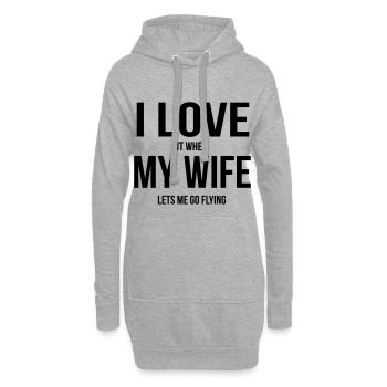 Ma femme me laisse voler - Sweat-shirt à capuche long Femme - gris chiné - Devant