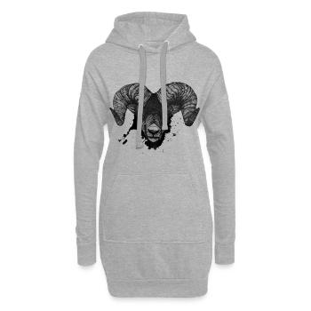 Widder Steinbock Kopf Art Dickkopf - Hoodie-Kleid - Grau meliert - Vorne