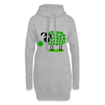 Mouton avec trèfle - cadeau de laine de trèfle - Sweat-shirt à capuche long Femme - gris chiné - Devant