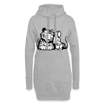 Câlin Tigre Et Souris Amoureux - Sweat-shirt à capuche long Femme - gris chiné - Devant