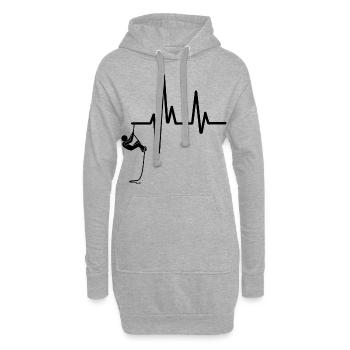 Grimpeurs en rappel avec un battement de coeur - Sweat-shirt à capuche long Femme - gris chiné - Devant