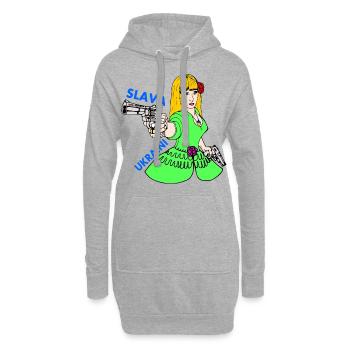 Slava ukraini - Sweat-shirt à capuche long Femme - gris chiné - Devant