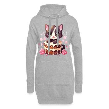 Katze Torte Kuchen Naschkatze Backen Süß Lustig - Hoodie-Kleid - Grau meliert - Vorne