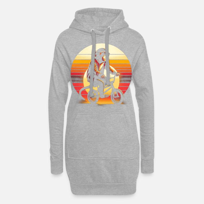 Affe BMX - Hoodie-Kleid - Grau meliert