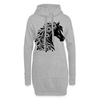 Fleurs de tête de cheval - Sweat-shirt à capuche long Femme - gris chiné - Devant