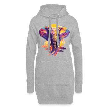 Éléphant Afrique Safari Nature Nature Nature Aquarelle Art - Sweat-shirt à capuche long Femme - gris chiné - Devant