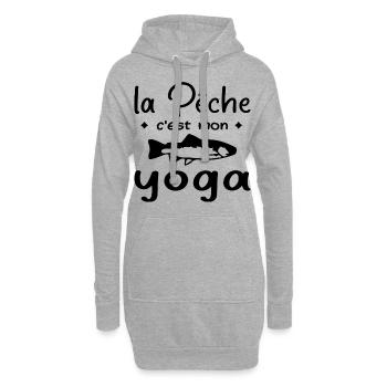 Angeln ist mein Yoga - Hoodie-Kleid - Grau meliert - Vorne