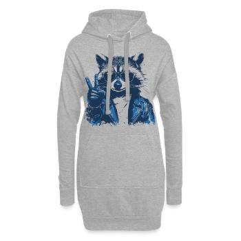 raton laveur avec des lunettes de soleil montrant le signe de la paix - Sweat-shirt à capuche long Femme - gris chiné - Devant