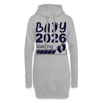 Bébé 2026 Chargement avec empreintes de pas - Sweat-shirt à capuche long Femme - gris chiné - Devant