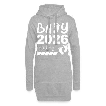 Bébé 2026 Chargement avec empreintes de pas - Sweat-shirt à capuche long Femme - gris chiné - Devant