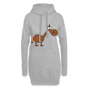 Pferd - Hoodie-Kleid - Grau meliert - Vorne