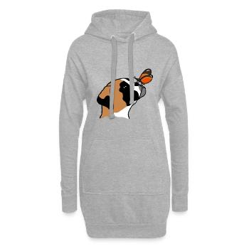 Boxer mit Schmetterling - Hoodie-Kleid - Grau meliert - Vorne