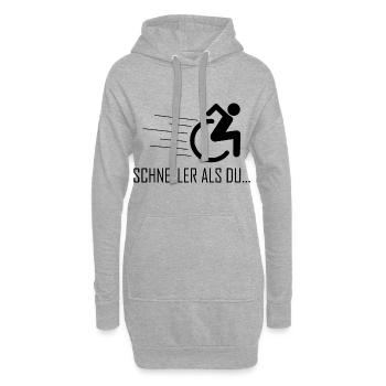 Behinderung schwarzer Humor Rollstuhl Handicap - Hoodie-Kleid - Grau meliert - Vorne