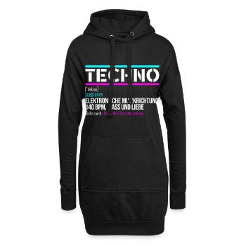 Techno Trance Definition Rave Festival 150 BPM - Hoodie-Kleid - Schwarz - Vorne