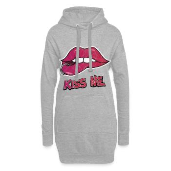 Lippen Kuss Mund Geschenk Piercing Liebe Valentin - Hoodie-Kleid - Grau meliert - Vorne