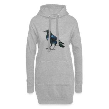 Rabe Krähe mit leicht bläulich grünen Federn - Hoodie-Kleid - Grau meliert - Vorne