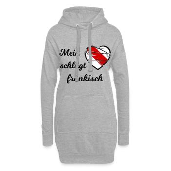 Mein Herz schlägt fränkisch - Hoodie-Kleid - Grau meliert - Vorne