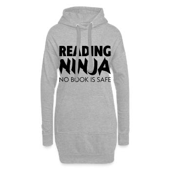 Reading Ninja, No Book Is Safe - Hoodie-Kleid - Grau meliert - Vorne