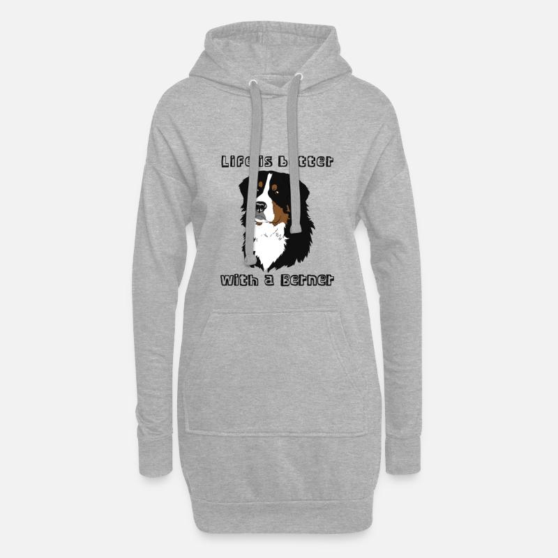 Berner Sennenhund - Hoodie-Kleid - Grau meliert
