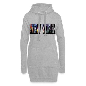 New York City USA Amerika America Skyline Schrift - Hoodie-Kleid - Grau meliert - Vorne