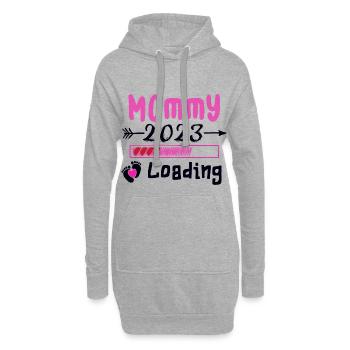 Maman chargeant 2023, future maman 2023 - Sweat-shirt à capuche long Femme - gris chiné - Devant