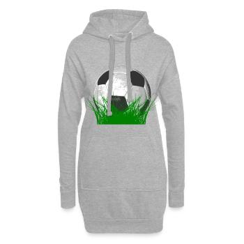 Fußball im Gras - Hoodie-Kleid - Grau meliert - Vorne