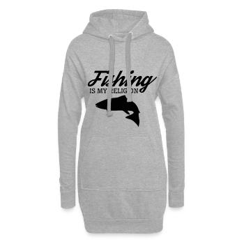 Pêche pêcheur religion pêche cadeau pêcheur - Sweat-shirt à capuche long Femme - gris chiné - Devant