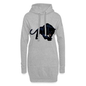 Schwarzer Panther oder Jaguar Wildkatze - Hoodie-Kleid - Grau meliert - Vorne