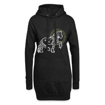 Friese Pferd Stolz Lustig Kreis Goldring Geschenk - Hoodie-Kleid - Schwarz - Vorne